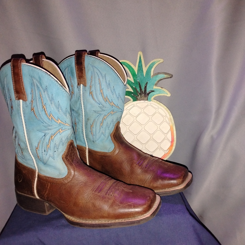 Kids' Western Boots in Brown and Blue